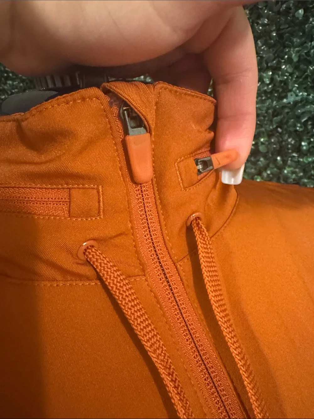 Nike Orange Full-Zip Hooded Jacket with White Sleeve Bands